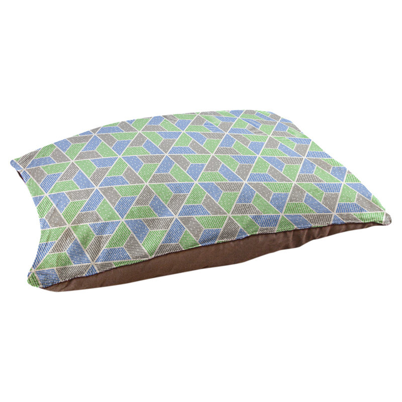 Coussin pour chien Byrge Trapezoids, Moyen (l 28 po x P 18 po x H 19,5 po), Vert / Bleu / Brun