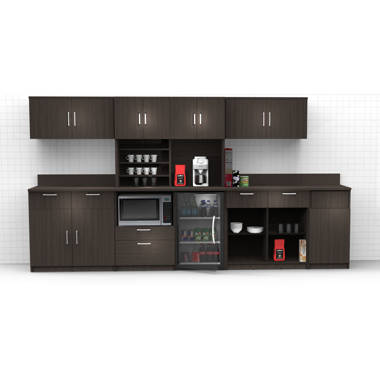 141.7'' W White/Brown Kitchen Cabinet Set