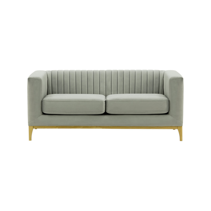 Buie Velvet Sofa, Light Grey, Like Oak