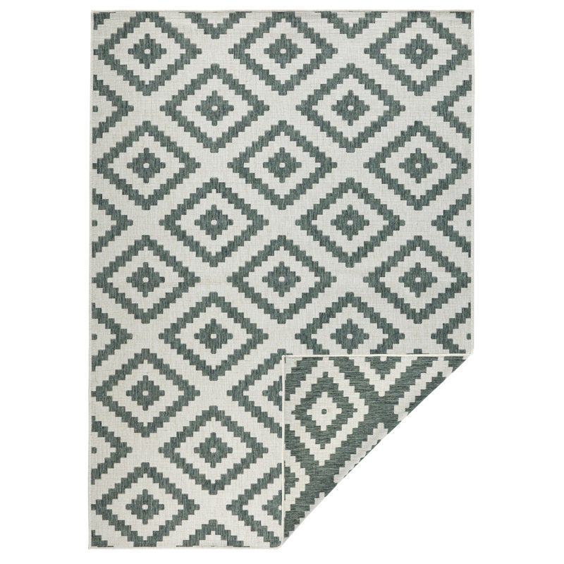 Malta flat-weave rug in green/cream, Rectangle 80 x 150cm