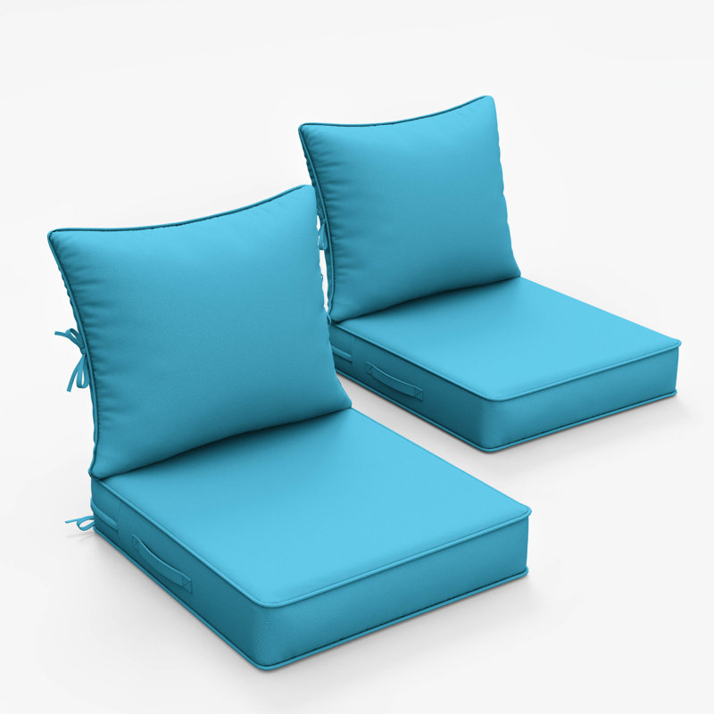 Coussin de siège / dossier d'extérieur, Bleu lac, L 22 po x P 22 po
