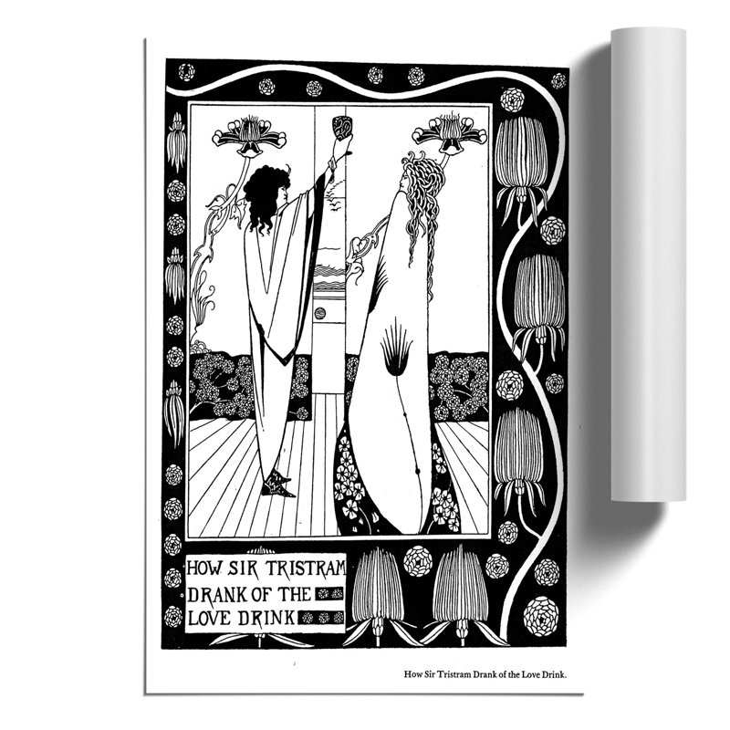 Sir Tristram Drank The Love Drink by Aubrey Beardsley - No Frame Print, 30cm H x 21cm W x 0.1cm D
