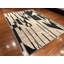 Tapis marocain en laine noué à la main 6 x 9 po, tapis ivoire moderne abstrait noir, tapis géométrique minimaliste