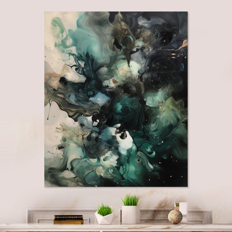 Art mural vert et blanc marbré I - décoration murale géométrique moderne en métal, H 20 po x l 12 po x P 1 po