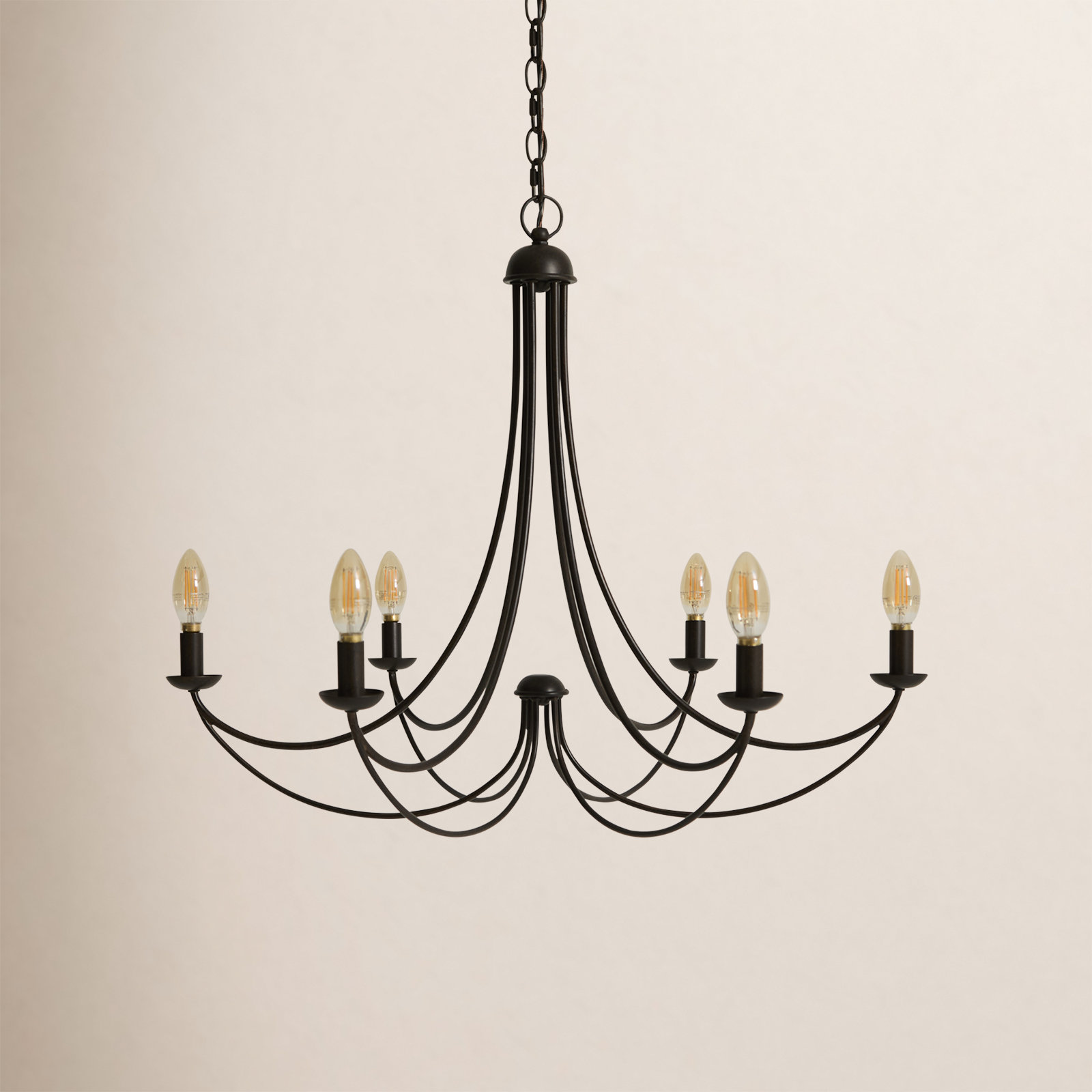 Metal Chandelier, 6 Light