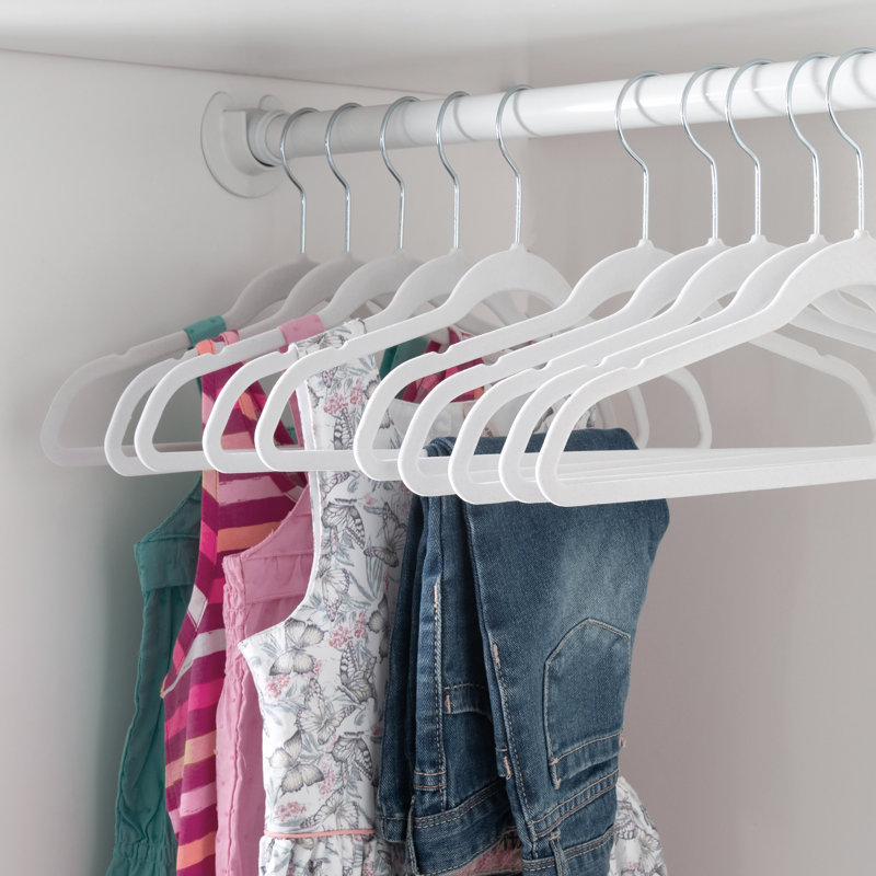 White Velvet Non-Slip Kids Hangers, Set of 25