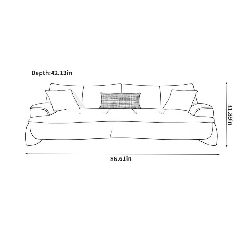 Simple Personality Leisure Sofa, Coffee, 31.89" H x 86.61" W x 42.13" D