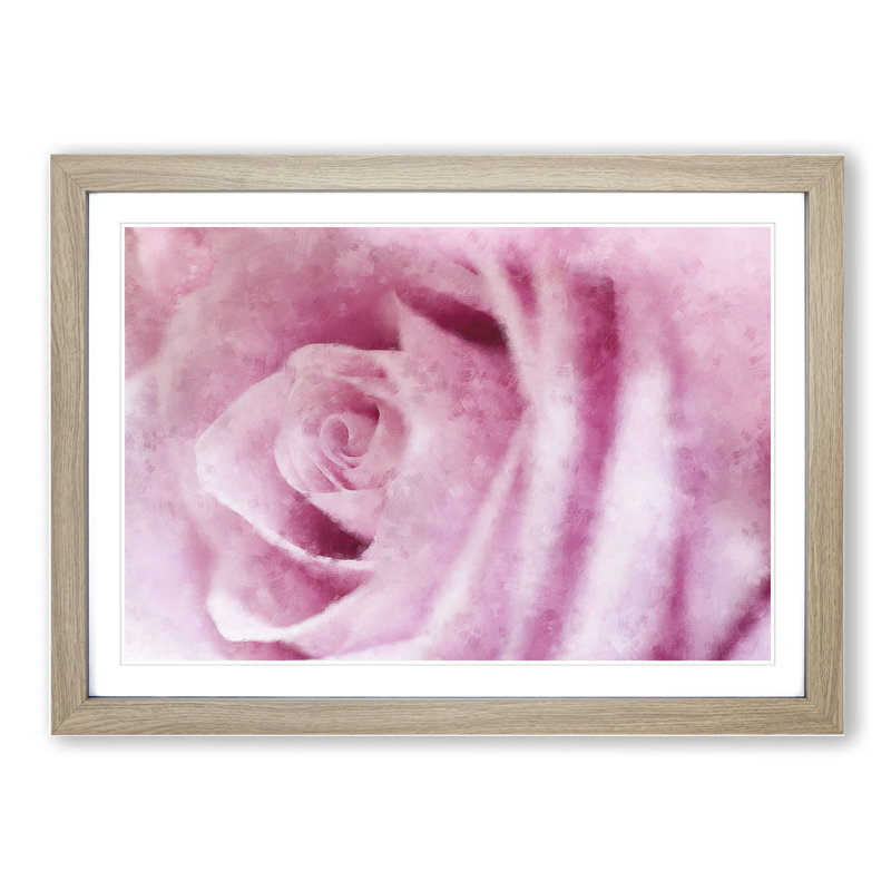 Pink Rose Flower Vol.1 - Framed Print, 27cm H x 36cm W x 2cm D, Oak Framed