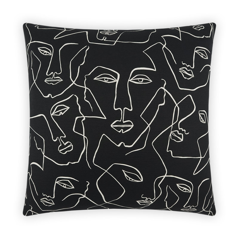 Face Pillow Cover & Insert, Black, Square 22"