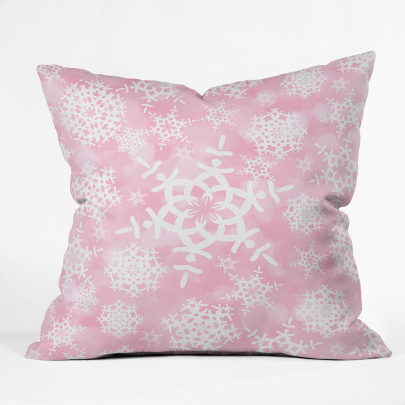 Lisa Argyropoulos Snow Flurries Throw Pillow, 18" x 18", Pink
