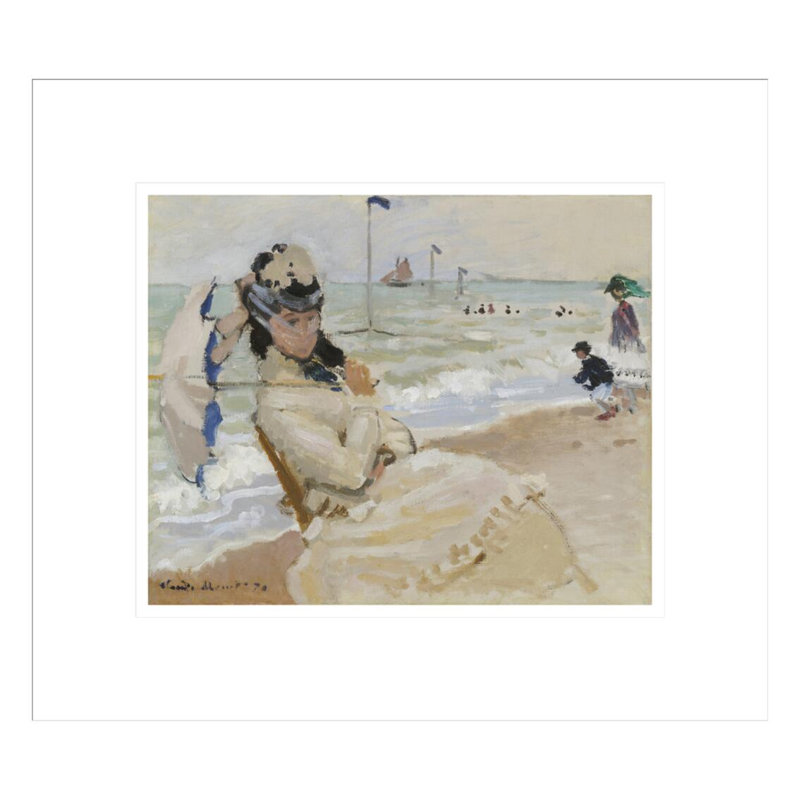 Camille sur la plage par Claude Monet, impression giclée encadrée, H 13,75 po x l 15,57 po