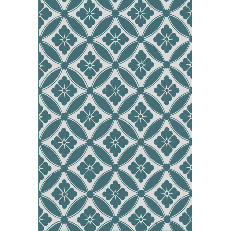 Motif ornemental en bleu sarcelle VII, H 12 po x l 8 po