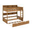 Lit superposé avec lit gigogne, lit superposé en bois avec tablettes de rangement, échelle et garde-corps-1333477293