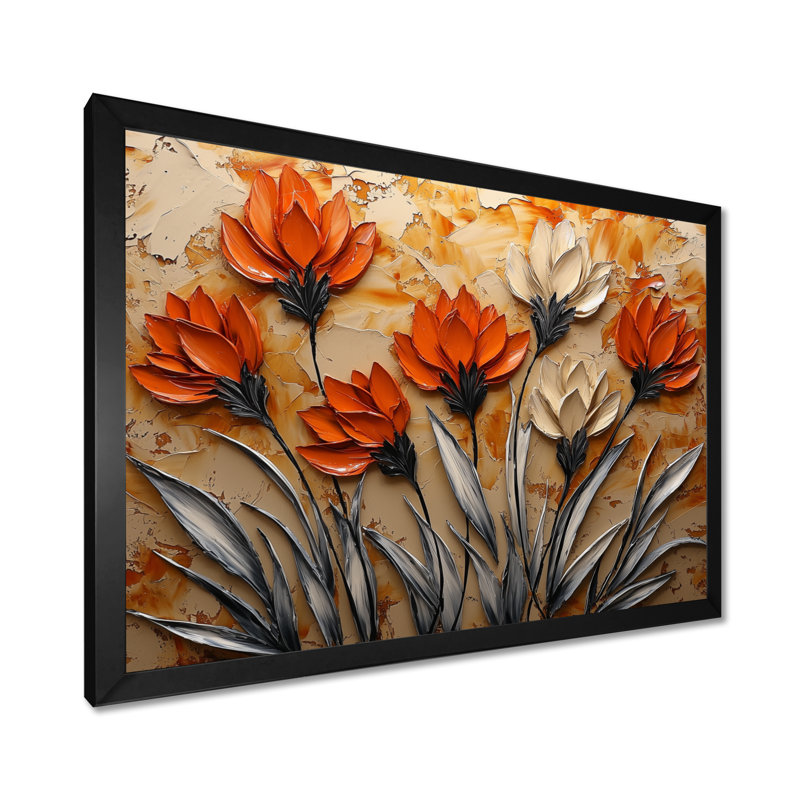 Jacenta, blanc, orange, coucher de soleil, chardon, harmonie III - chardon, art mural sur toile, H 30 po x l 40 po