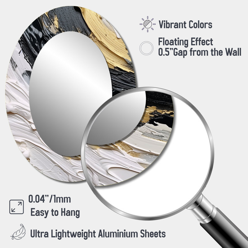Or noir en spirale illusions II - décor de miroir mural ovale doré, 40 po x 30 po