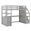 Lit mezzanine avec bureau et tablettes, tiroirs, escalier de rangement-497140779-497140778