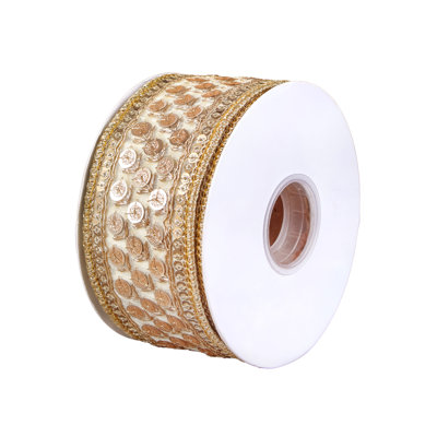 Dupioni Gold Beaded Ribbon