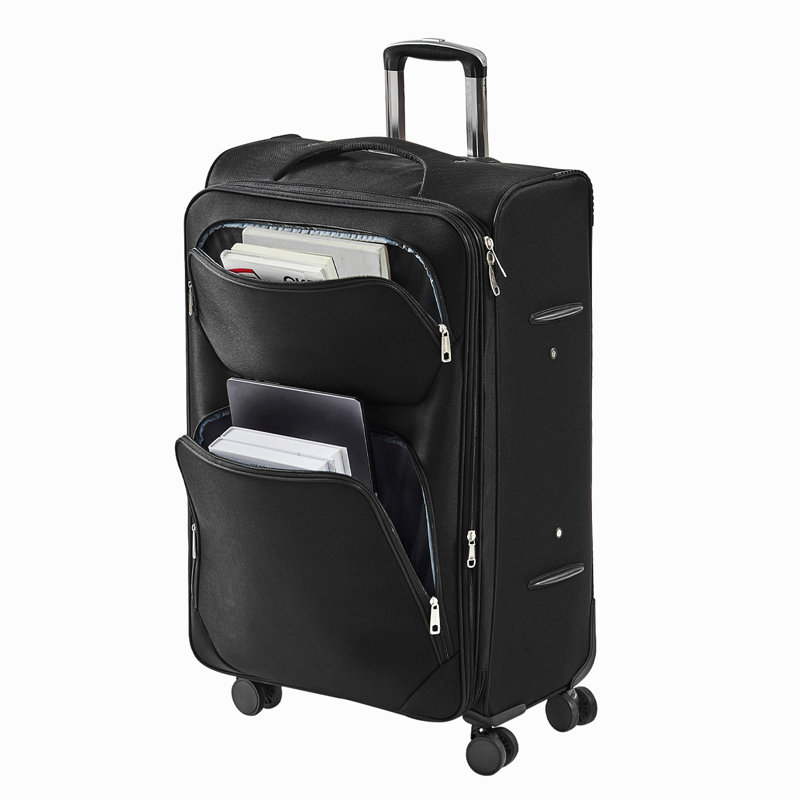 28-Inch Softside Expandable Luggage with Spinner Wheels Checked Suitcase