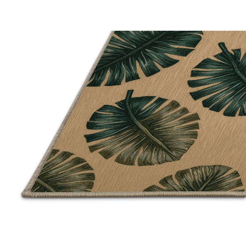 Washable Leaf Clusters Hawaiian Area Rug, Rectangle 2' x 3'