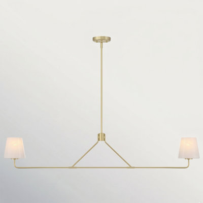 Lustre linéaire moderne à 2 lumières avec hauteur réglable et abat-jour en verre Lavoix