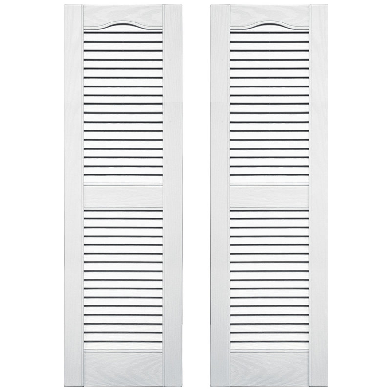 Builders Edge, panneau central cathédrale sur mesure, volets à persiennes ouvertes, Blanc, 12 po, 28"