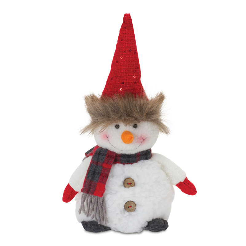 Bonhomme de neige moelleux avec chapeau et écharpe (ensemble de 2)