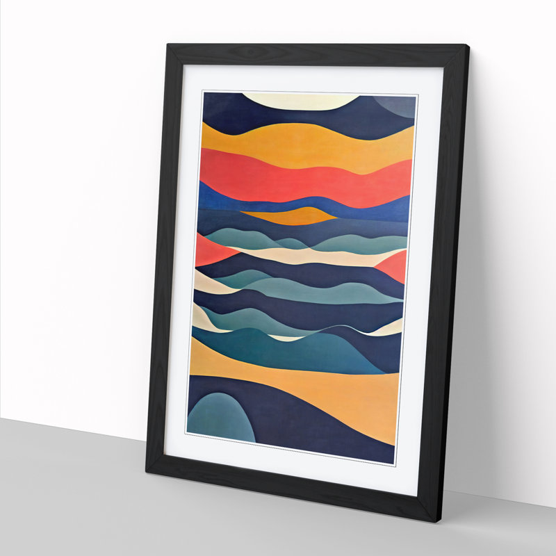 Ocean Abstract Painting Vol.3 - Picture Frame Print, Black, 64cm H x 46cm W