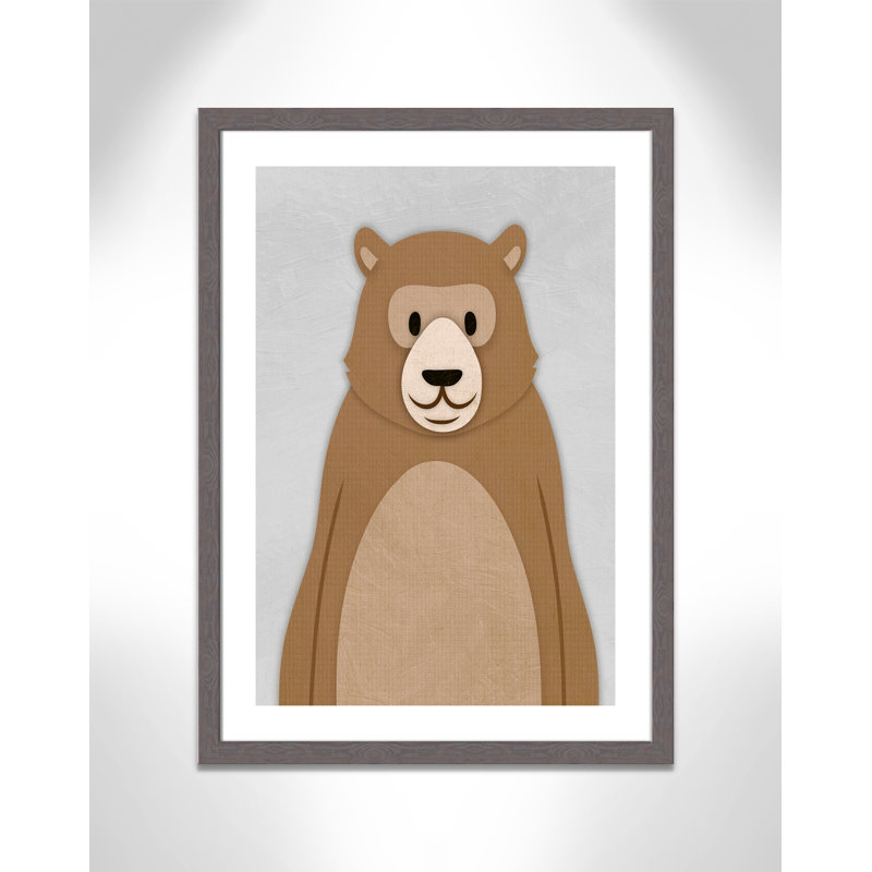 Adhésif décoratif Cheery Bear, H 34,5 po x l 24,5 po x P 0,6 po, Encadré plat à grain de bois gris