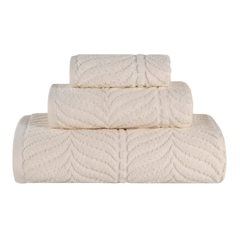 Ensemble de serviettes de bain en coton jacquard Flaxberry, Ivoire
