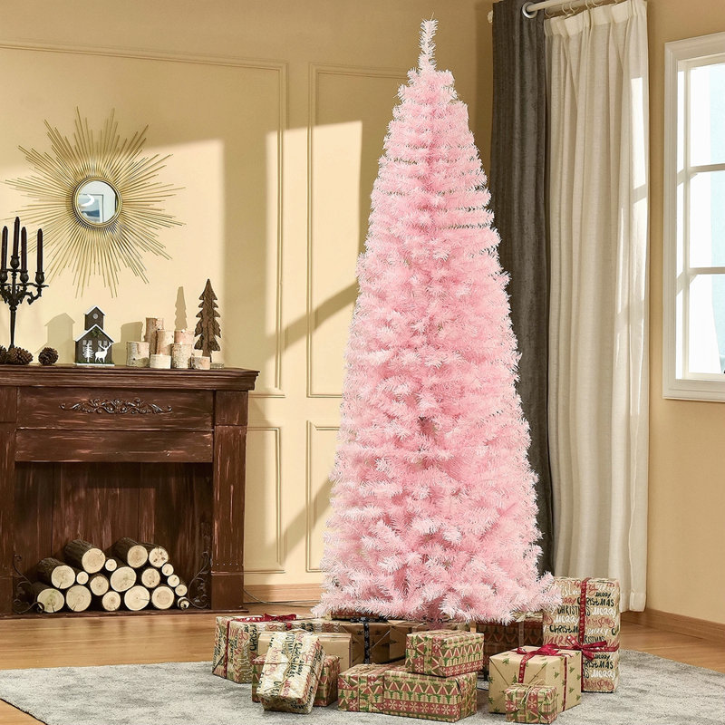 Sapin de Noël artificiel mince de 7 pi avec 818 pointes de branches réalistes et non éclairées