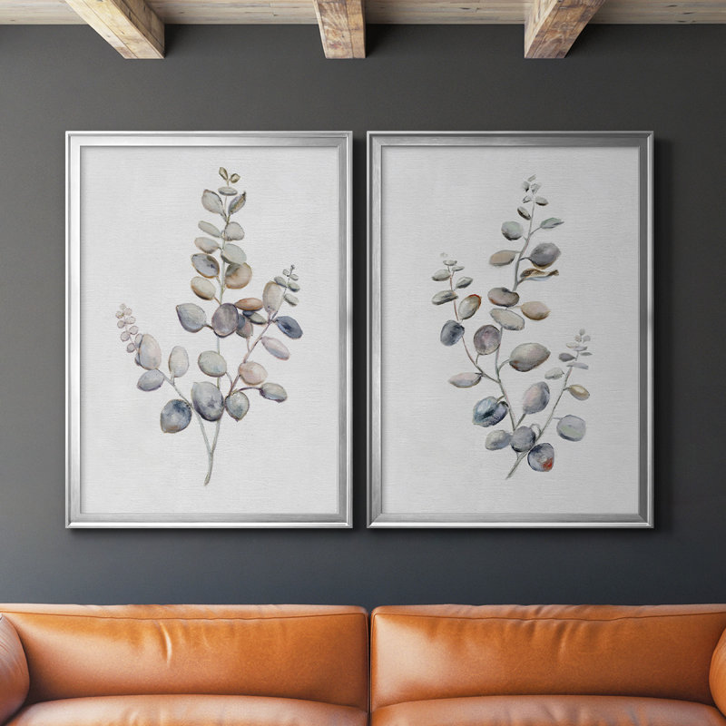 Eucalyptus I, toile encadrée de qualité supérieure - prête à être accrochée, H 41,25 po x l 61 po x P 1,25 po, Argent