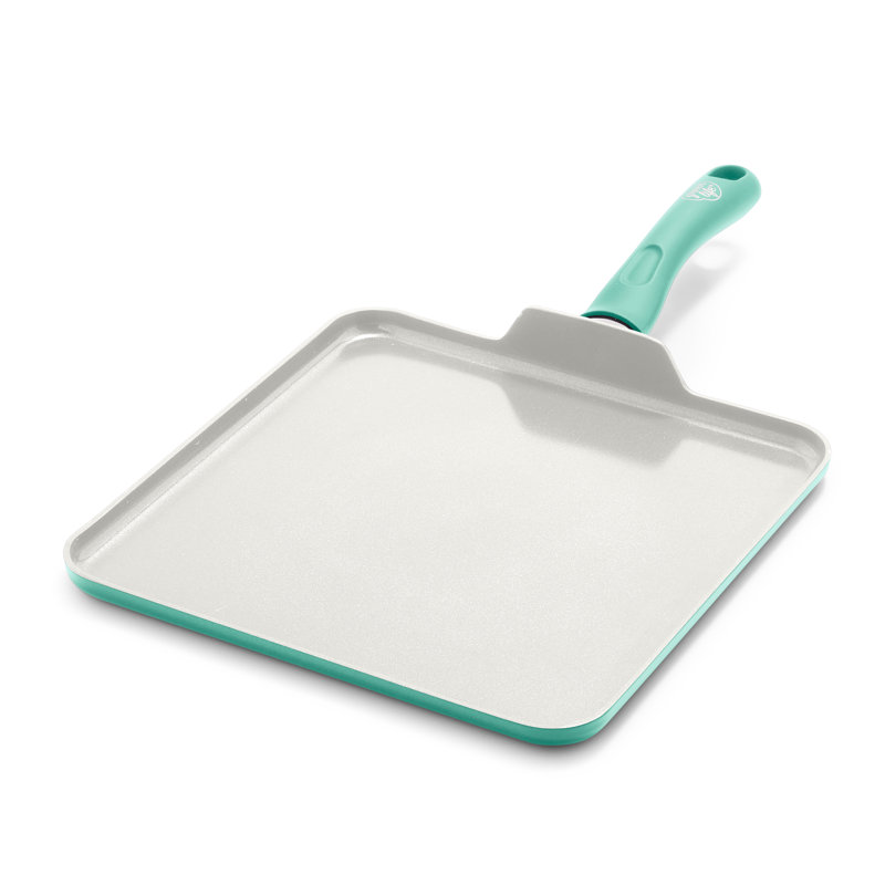 Poêle en céramique antiadhésive de 11 po Greenife Soft Grip, sans PFAS, lavable au lave-vaisselle, turquoise