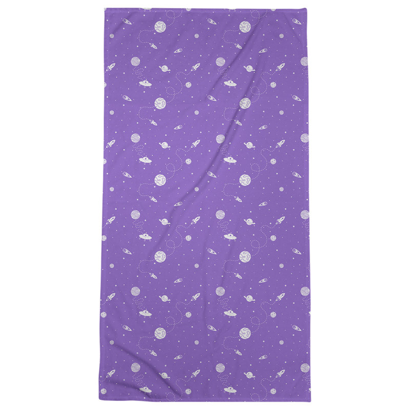 Serviette de bain à espace extérieur, Mauve