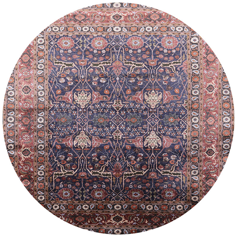 Tapis brun à motif oriental, Rond 3 pi