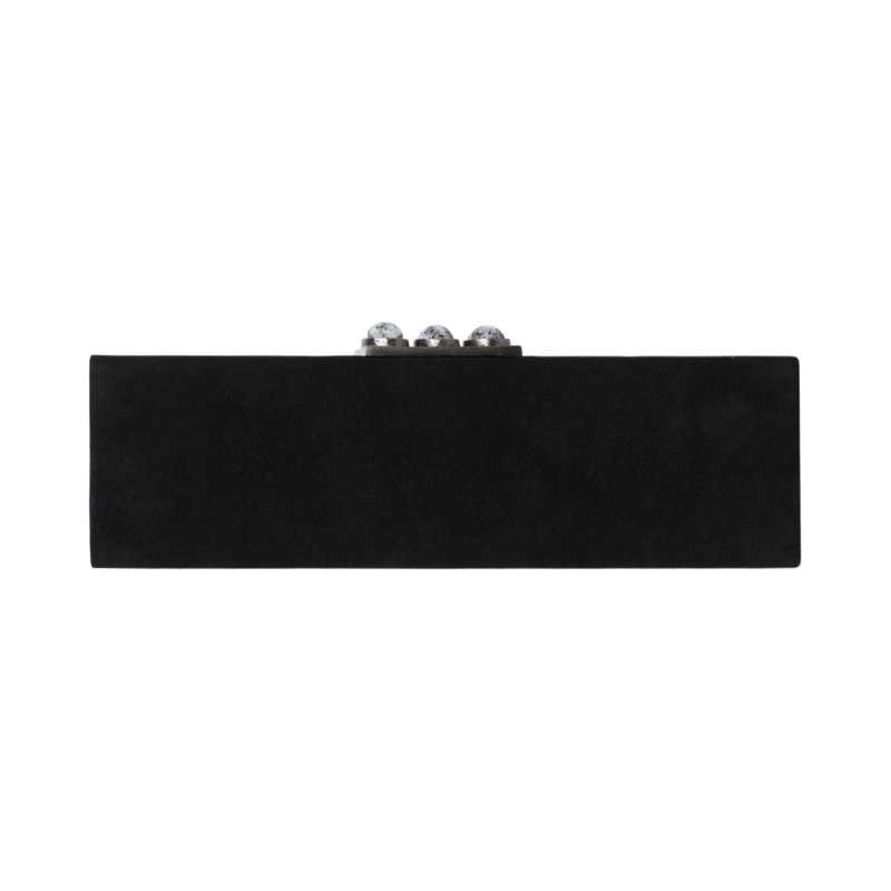 Boîte décorative avec couvercle avec fermoir en métal orné de pierres de lune pour les intérieurs chics - Boîte de rangement moderne pour rangement et décoration de maison élégante - 18 po, noir