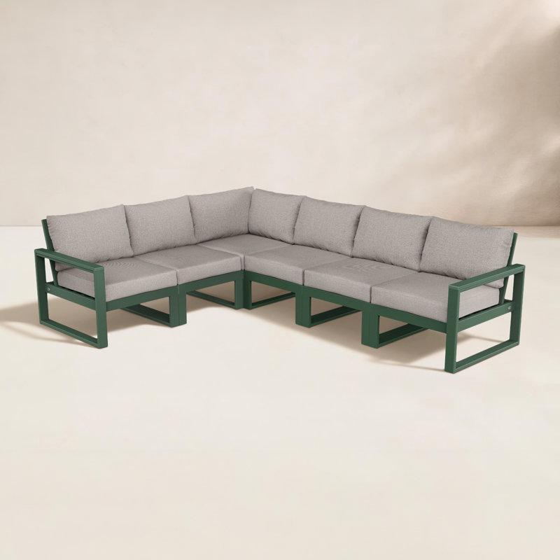POLYWOOD® Edge 111" Patio Sectional, Granite, Green