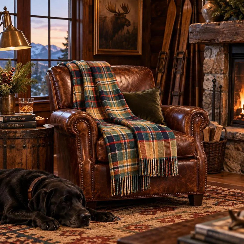 Pendleton Hickory Fireside Throw, Green/Red Plaid