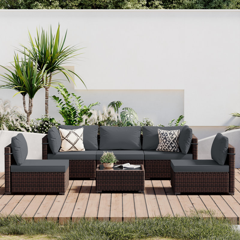 Ensemble de conversation d'extérieur pour 5 personnes avec coussins Kavan, Gris