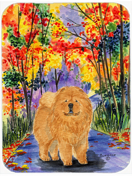 Chow Chow and Trees Glass Cutting Board