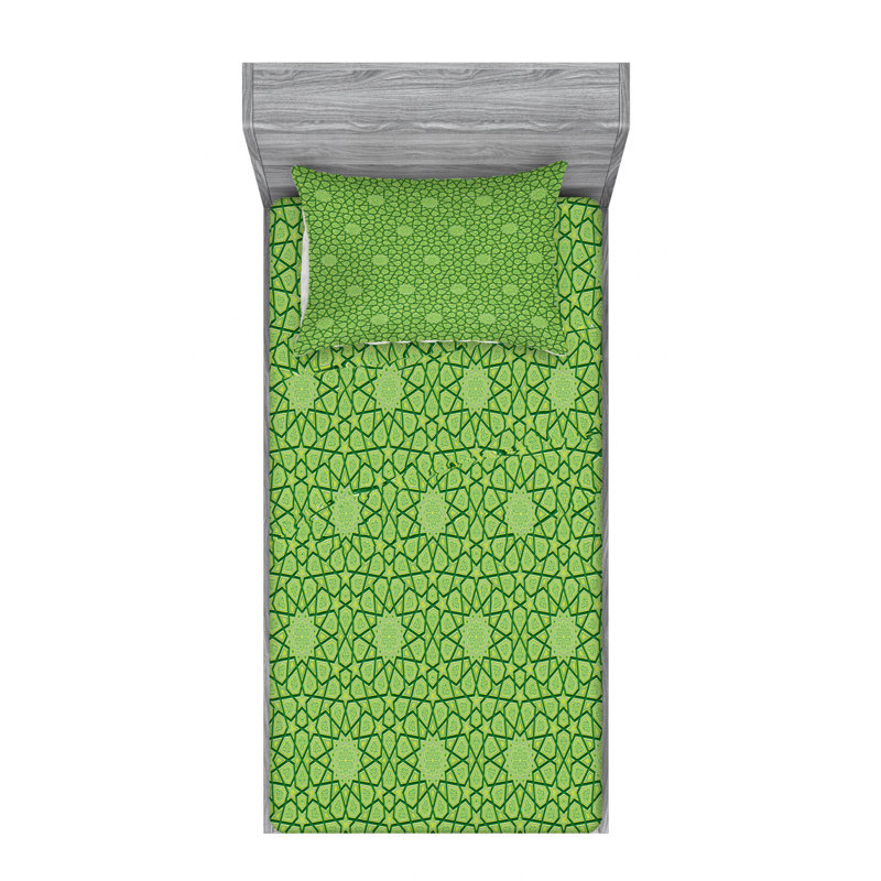 Microfiber Geometric Sheet Set, Twin Sheet Set with Fitted Sheet