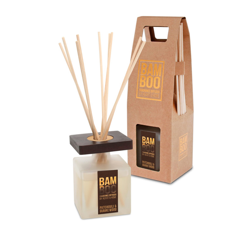 Bamboo Everyday Plant / Floral Reed Diffusers - Patchouli & Guaiac Wood, 21 cm H x 6.5 cm W x 6.5 cm D