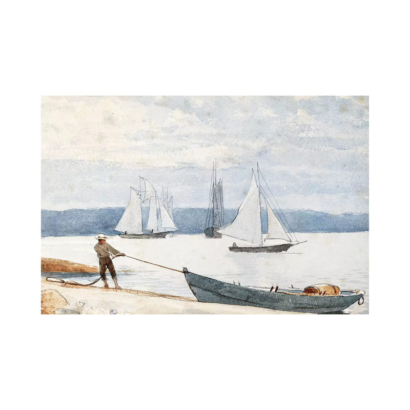 Pulling The Dory, 1880 by Winslow Homer - Wrapped Canvas Gallery-Wrapped Canvas Giclée, 66.04 cm H x 45.72 cm W x 3.175 cm D