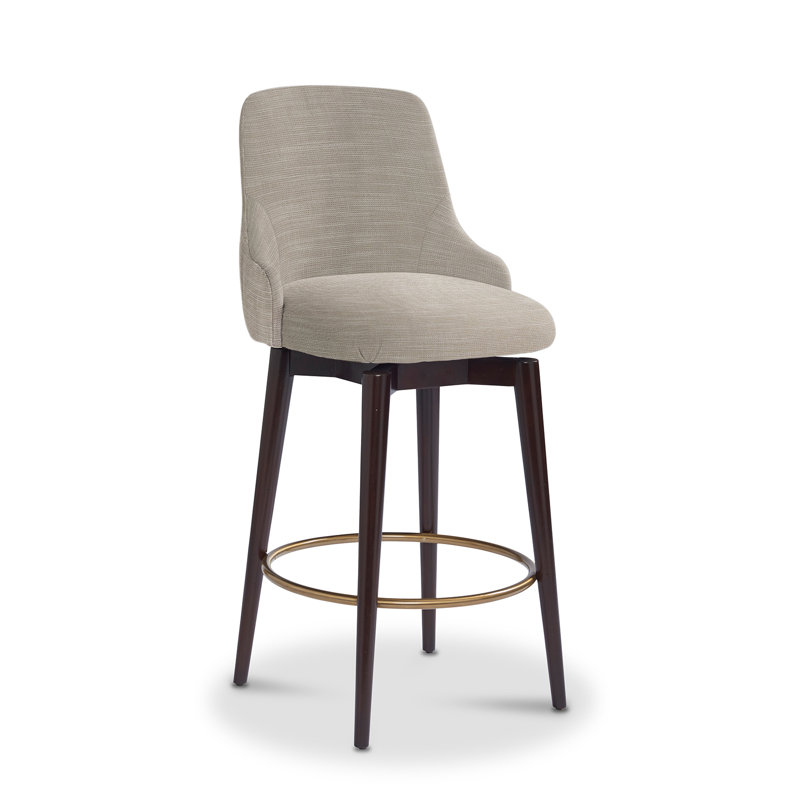 Zoe Upholstered Bar Stool, Flax, Bar Stool (30” Seat Height)
