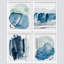 «Blue Mid-Century Paint Stroke Landscape», ensemble de 4 reproductions de cadres photo simples-97762596-97762594