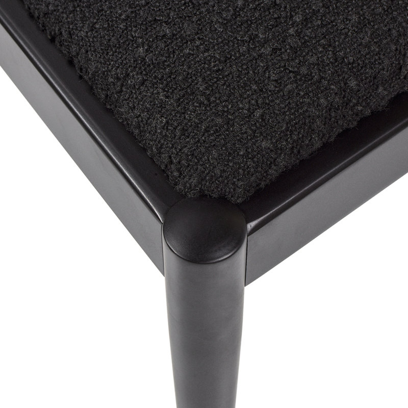 Chaise rembourrée Cossette, Bouclé noir, Bouclé noir