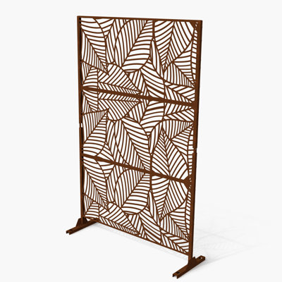 76''h X 47.6''w Reddish Brown Metal Privacy Screen Fence Panel