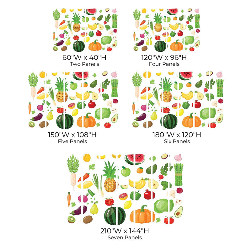 Murale pelez et collez de qualité supérieure - fruits et légumes, L 108 po x l 150 po