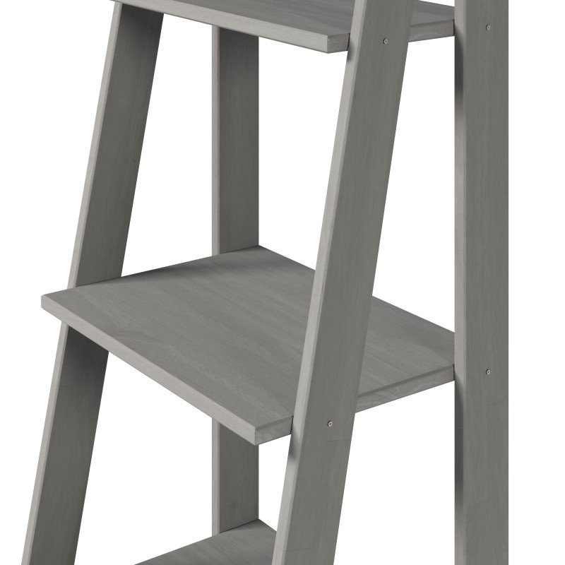 Shannia 159cm H x 44cm W Solid Wood Ladder Bookcase, Grey