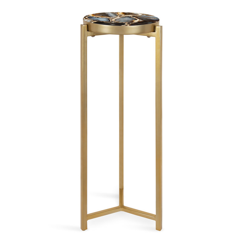 Eveland Round Metal Drink Table, Black, Gold
