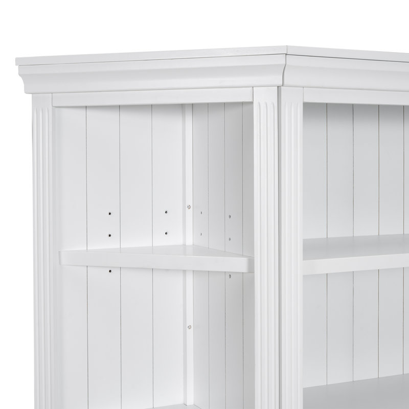83.4" Tall 5-Tier Open Wood Bookcase With Corner Shelf Suite And Adjustable Shelves, 83.4" H x 66.53" W x 15.75" D